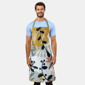 ボホホワイトとネイビー葉ズ エプロン (着用した状態)