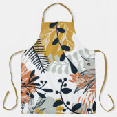 ボホホワイトとネイビー葉ズ エプロン (正面)