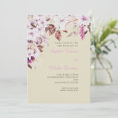 ボホホワイトとピンクフローラ秋結婚竹 招待状 (スタンド正面)