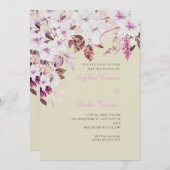 ボホホワイトとピンクフローラ秋結婚竹 招待状 (正面/裏面)