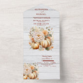 ボホホワイトと金ゴールドグリッターパンプキンス結婚ズ オールインワン招待状 (内側)