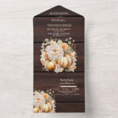 ボホホワイトと金ゴールドグリッターパンプキンス結婚ズ オールインワン招待状 (内側)