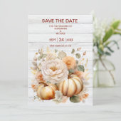 ボホホワイトと金ゴールドグリッターパンプキンス結婚ズ セーブザデート (スタンド正面)