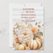 ボホホワイトと金ゴールドグリッターパンプキンス結婚ズ 招待状 (正面)