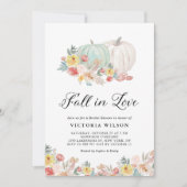 ボホホワイトアンドブルーパンプキン秋ブライダルシャワー 招待状 (正面)