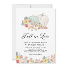 ボホホワイトアンドブルーパンプキン秋ブライダルシャワー