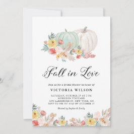 ボホホワイトアンドブルーパンプキン秋ブライダルシャワー 招待状