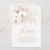 ボホホワイトオーキッズパンパスグラスブライダルシャワー 招待状 (正面/裏面)