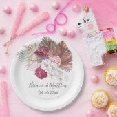 ボホホワイトオーキッズブルゴーニュ結婚フローラ ペーパープレート (パーティー)