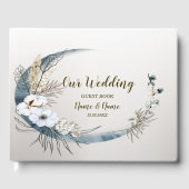 ボホホワイトオーキッドフラワーズブルームーンエレガントパーティー ゲストブック (正面)