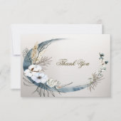 ボホホワイトオーキッドフラワーズブルームーンエレガントパーティー サンキューカード (正面)