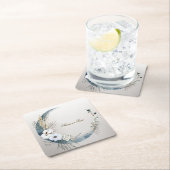 ボホホワイトオーキッドフラワーズブルームーンエレガントパーティー スクエアペーパーコースター (インサイチュ)