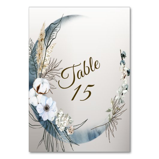 ボホホワイトオーキッドフラワーズブルームーンエレガントパーティー テーブルナンバー (正面)