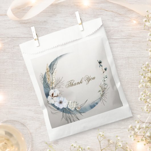 ボホホワイトオーキッドフラワーズブルームーンエレガントパーティー フェイバーバッグ (クリップ留めされた状態)