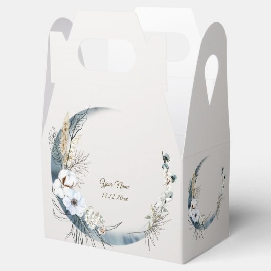 ボホホワイトオーキッドフラワーズブルームーンエレガントパーティー フェイバーボックス (オープン)