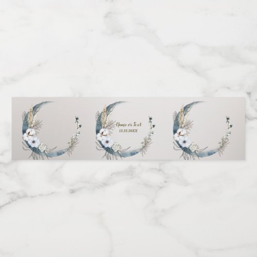 ボホホワイトオーキッドフラワーズブルームーンエレガントパーティー ペットボトルラベル (シングルラベル)