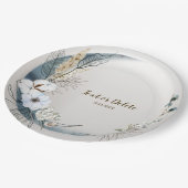 ボホホワイトオーキッドフラワーズブルームーンエレガントパーティー ペーパープレート (アングル)