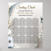 ボホホワイトオーキッドフラワーズブルームーンエレガントパーティー ポスター (正面)