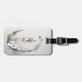 ボホホワイトオーキッドフラワーズブルームーンエレガントパーティー ラゲッジタグ (正面横)