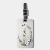 ボホホワイトオーキッドフラワーズブルームーンエレガントパーティー ラゲッジタグ (正面縦)