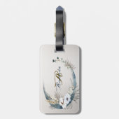 ボホホワイトオーキッドフラワーズブルームーンエレガントパーティー ラゲッジタグ (裏面縦)