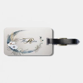 ボホホワイトオーキッドフラワーズブルームーンエレガントパーティー ラゲッジタグ