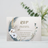 ボホホワイトオーキッドフラワーズブルームーンエレガントパーティー 出欠カード (スタンド正面)