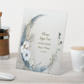 ボホホワイトオーキッドフラワーズブルームーンエレガントパーティー 台座サイン (インサイチュ)