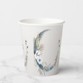 ボホホワイトオーキッドフラワーズブルームーンエレガントパーティー 紙コップ (裏面)