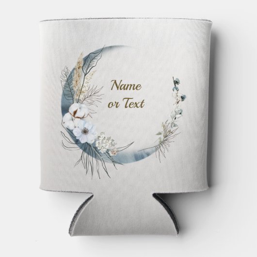 ボホホワイトオーキッドフラワーズブルームーンエレガントパーティー 缶クーラー (正面)