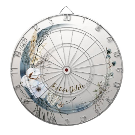 ボホホワイトオーキッドフラワーズブルームーンエレガント ダーツボード (正面)