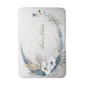 ボホホワイトオーキッドフラワーズブルームーンエレガント バスマット (正面縦)