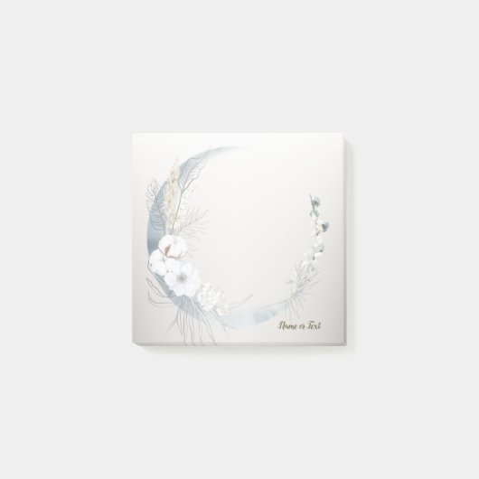 ボホホワイトオーキッドフラワーズブルームーンエレガント ポストイット (正面)