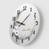 ボホホワイトオーキッドフラワーズブルームーンエレガント ラージ壁時計 (傾斜)