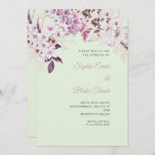 ボホホワイトフローラウィンターライトグリーン結婚ズ 招待状 (正面/裏面)