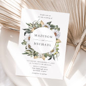 ボホホワイトフローラグリーンリース結婚ズ 招待状