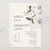 ボホホワイトフローラ結婚式招待状スペインのin 招待状 (正面/裏面)