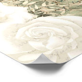 ボホホワイトフローラ緑のスクリプトレタリング金ゴールド ポスター (角)