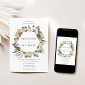 ボホホワイトフローラ&グリーン結婚リー 招待状