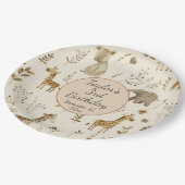 ボホホワイトベージュジャングルアニマルズ誕生日 ペーパープレート (アングル)