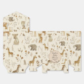 ボホホワイトベージュジャングル動物のベビーシャワー フェイバーボックス (見開き)