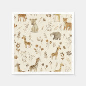 ボホホワイトベージュジャングル動物 スタンダードカクテルナプキン (正面)