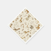 ボホホワイトベージュジャングル動物 スタンダードカクテルナプキン (角)