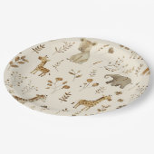 ボホホワイトベージュジャングル動物 ペーパープレート (アングル)