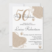 ボホホワイトリーフモダンオールエイジズ誕生日 招待状 (正面)