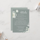 ボホホワイトローズアンドセージグリーン結婚ズ詳細 カード (正面/裏面インサイチュ)