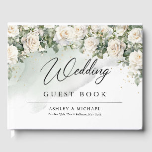 ボホホワイトローズグリーンリーと金ゴールド結婚ズ ゲストブック