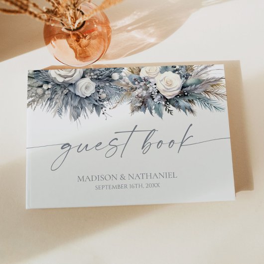 ボホホワイトローズフローラフラワーガーデン結婚ズ ゲストブック