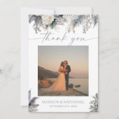 ボホホワイトローズフローラフラワーガーデン結婚ズ サンキューカード (正面)