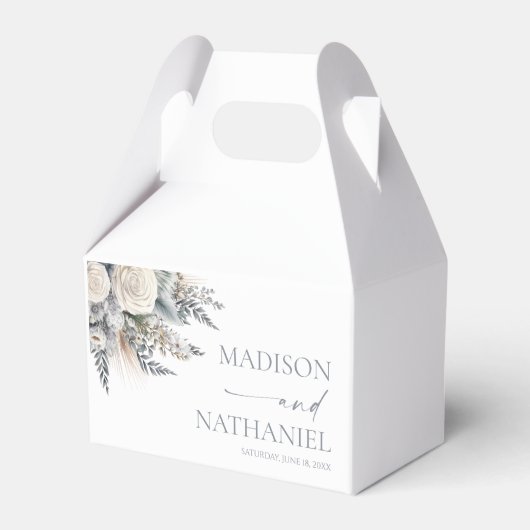 ボホホワイトローズフローラフラワーガーデン結婚ズ フェイバーボックス (正面サイド)